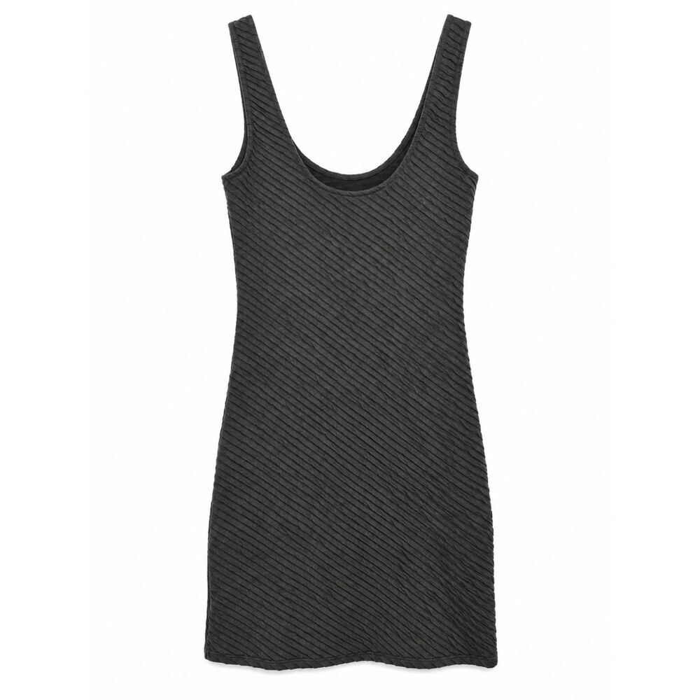 Free People Charcoal Gray Ribbed Paneled Mini Dress Medium Sleeveless